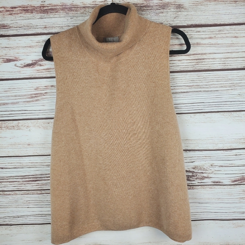 NWT J. Crew Womens 3X Cashmere Camel/Tan Mock/Turthneck Sleeveless Sweater